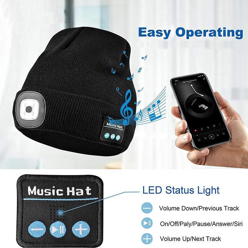 Norvo | Oppgradert Unisex Musikalsk Bluetooth LED Lue