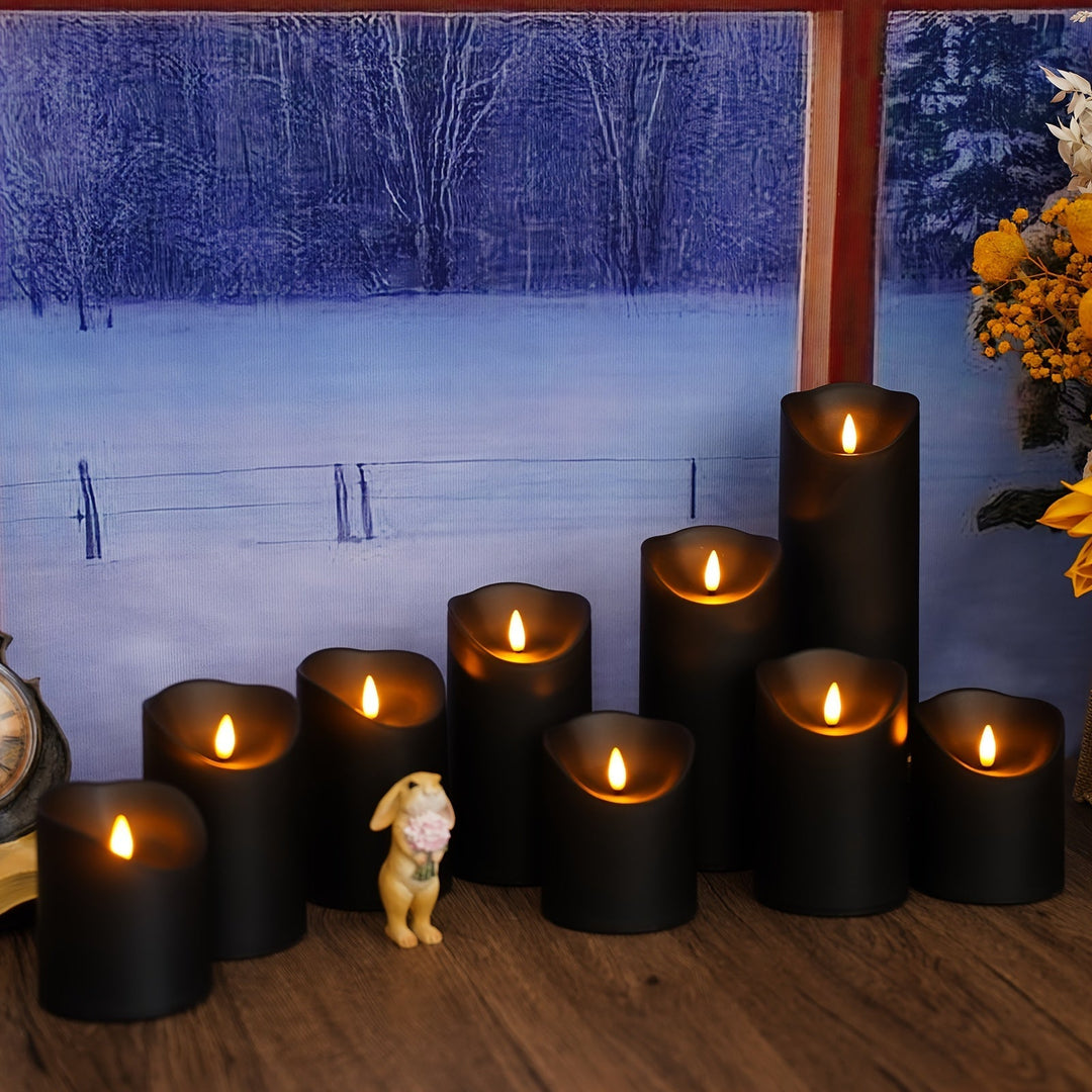 Norvo | GlowLuxe Flameless LED Lys Sett (9-delt) – Med Fjernkontroll og Glitterfinish
