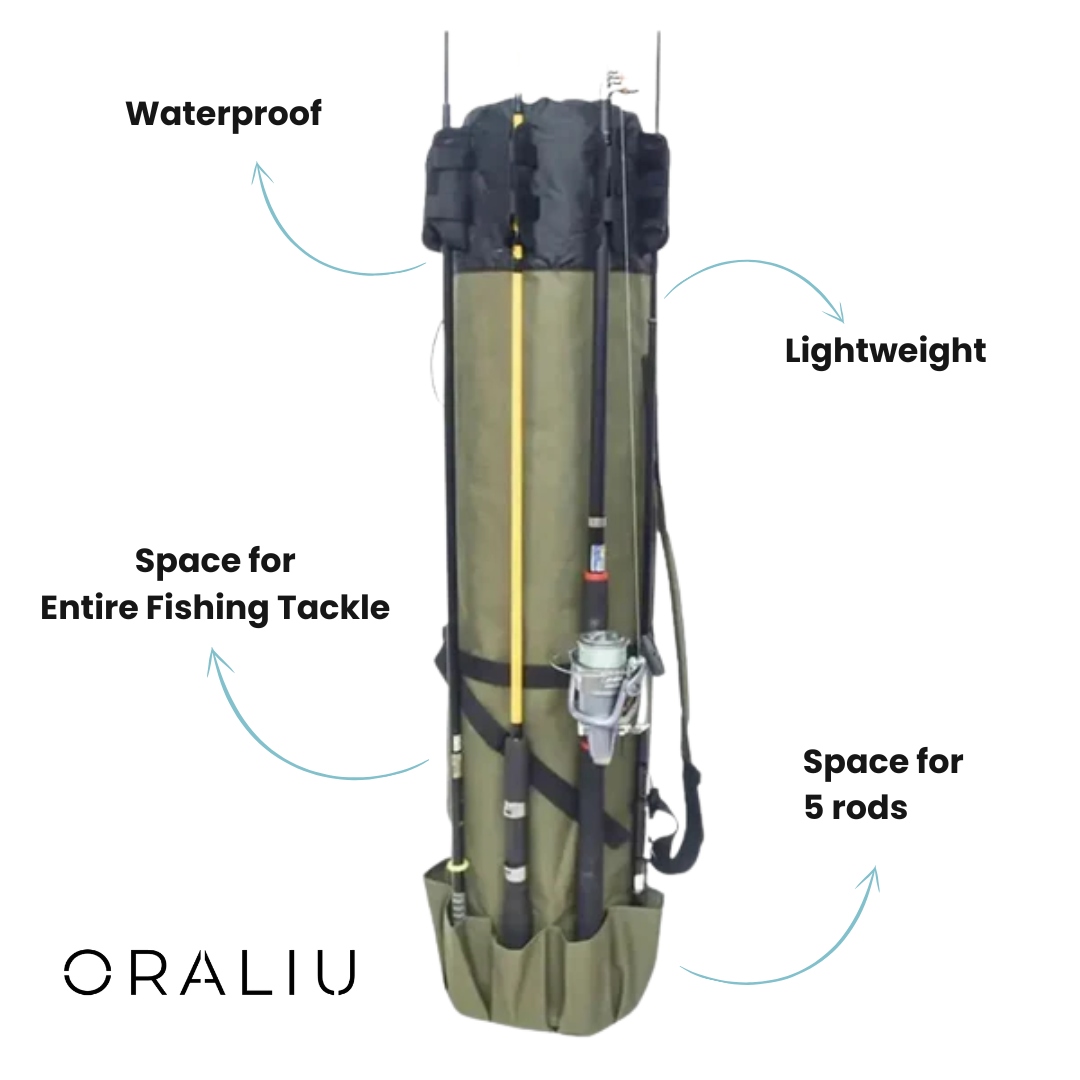 Norvo | Fiskestang Bæreveske – Sammenleggbar, Lettvektig & Holdbar Oppbevaring med 5-Stang Kapasitet (Hæren Grønn)