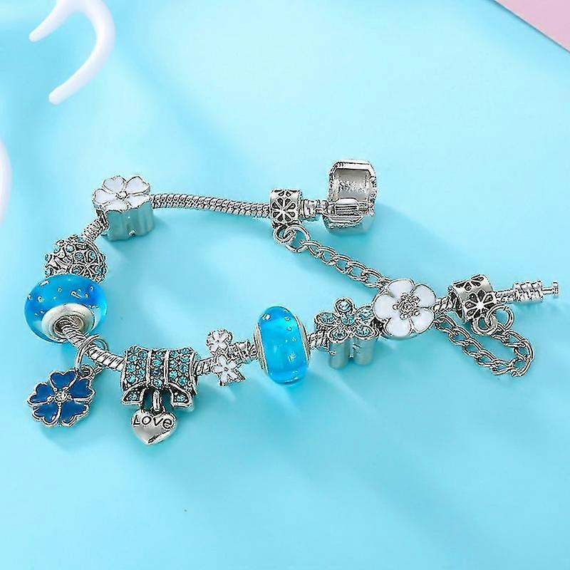 Norvo | Sterling Silver Charm Bracelet Floral Elegant Gift