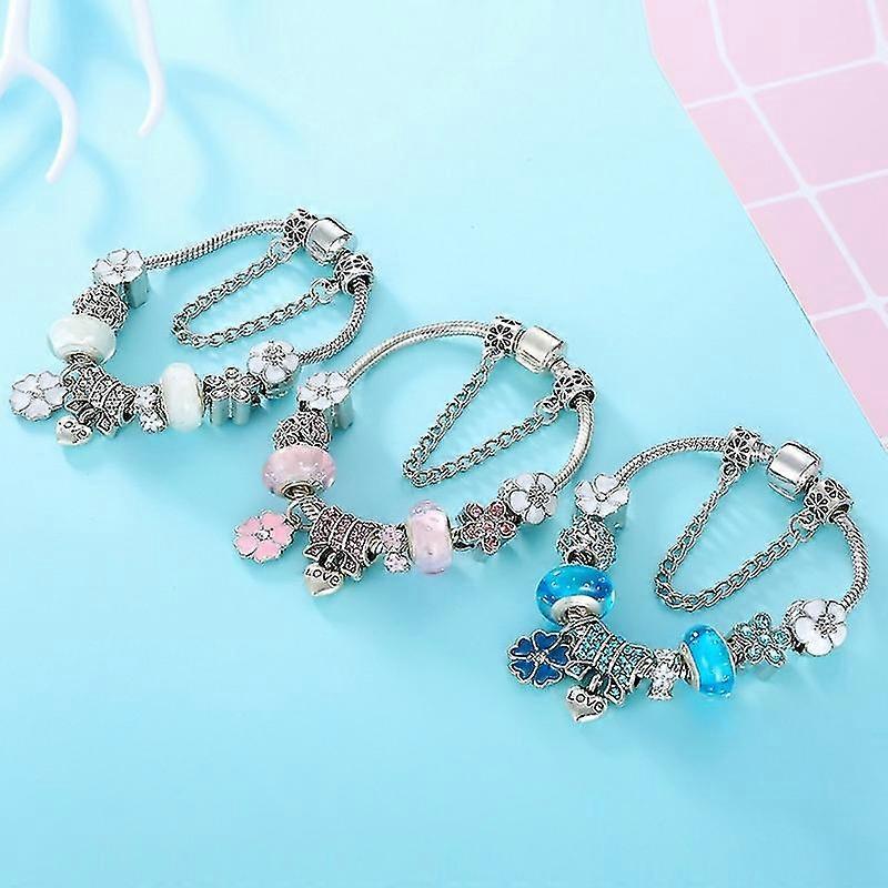 Norvo | Sterling Silver Charm Bracelet Floral Elegant Gift