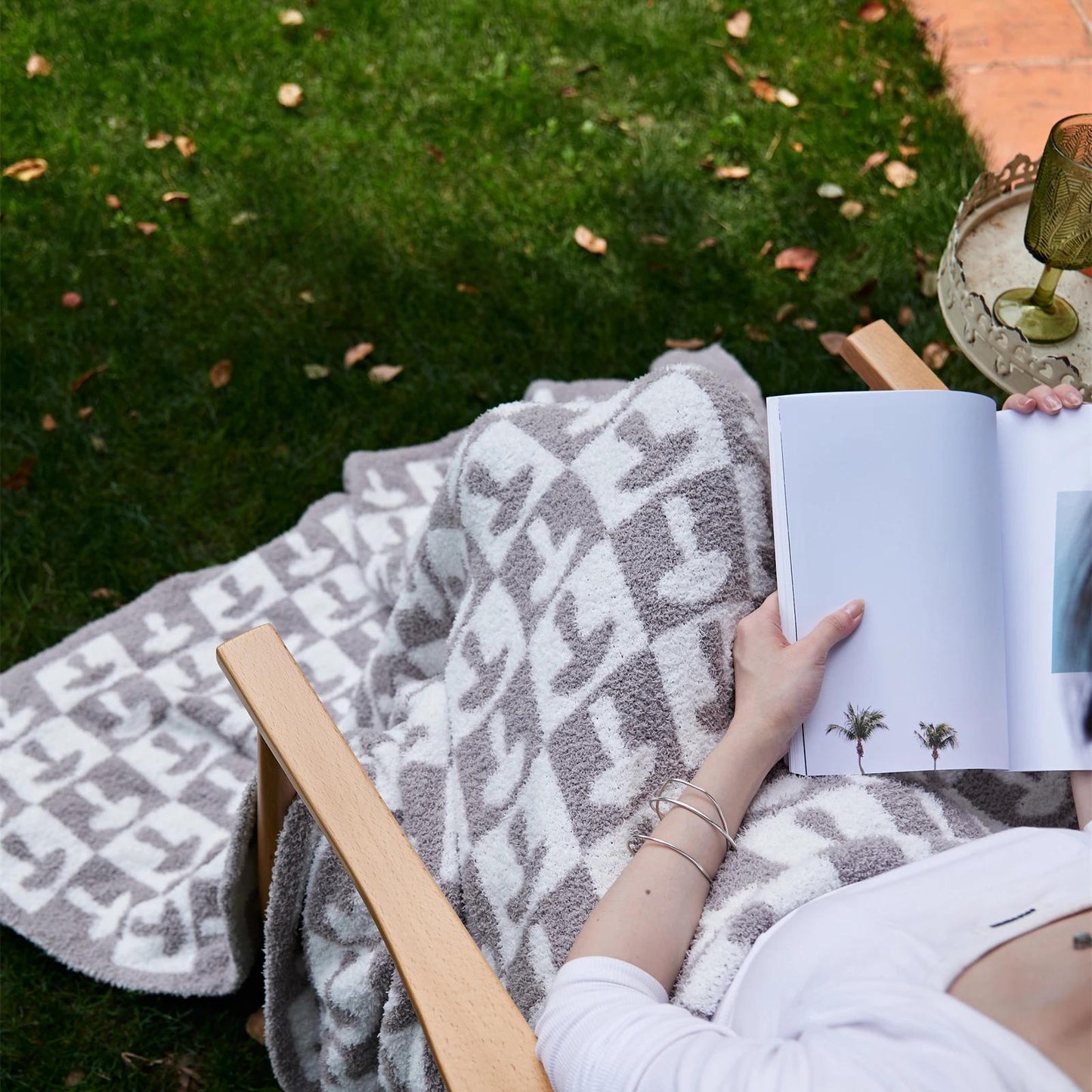 Norvo | Cozy To Farge Sjakkbrett Rutete Strikket Kaste Teppe