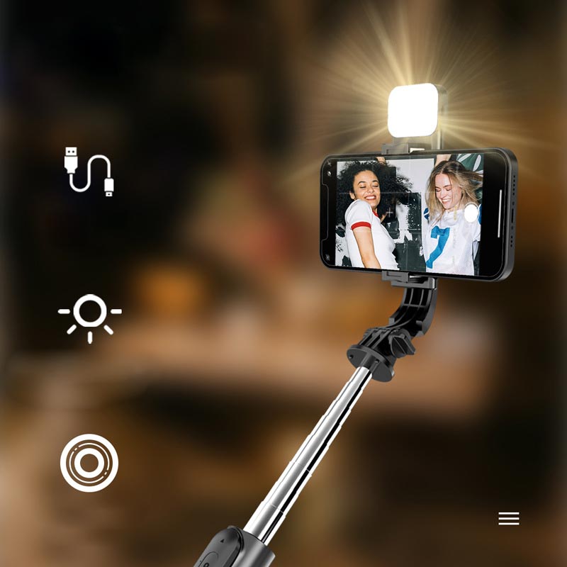 Norvo | Bluetooth Selfie Stick Stativ med Telefonstativ og Skjønnhetsutfyllingsbelysning