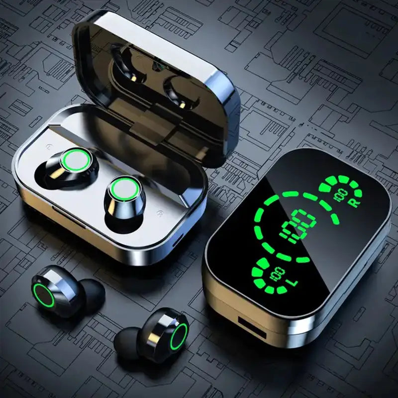 Norvo | Soniq - UltraBass Trådløse Ørepropper – Sporty In-Ear Hodetelefoner med Ladeetui