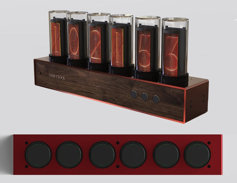 Norvo | DIY Solid Wood Glow Tube 6-Bit Digital Clock with 7 Modes, Magnetic Design, Adjustable Color and Precise Timing, The Best Handmade Gift for Him or Her