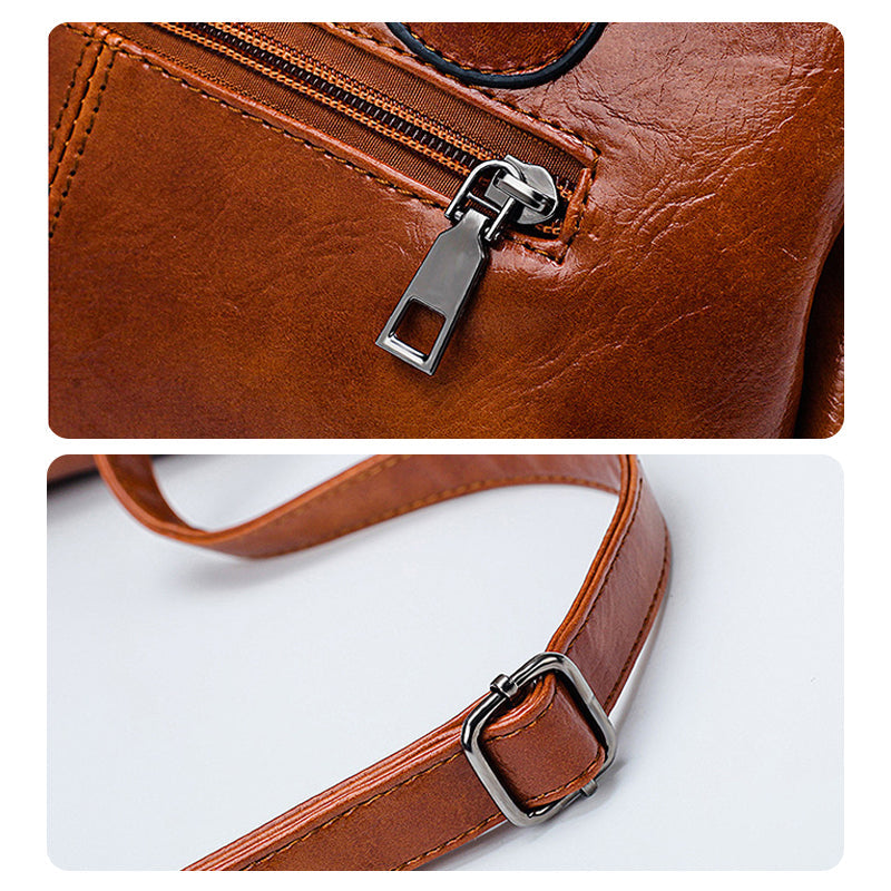 Norvo | Nye vesker laget av oljevoks lær Boston, stor tote bag laget av mykt lær