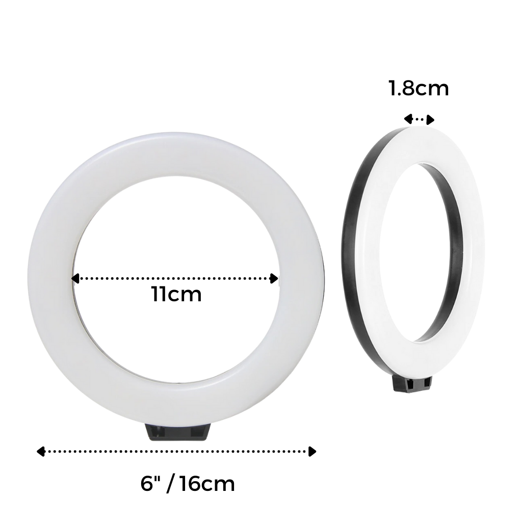 16 cm LED ringlys med stativ