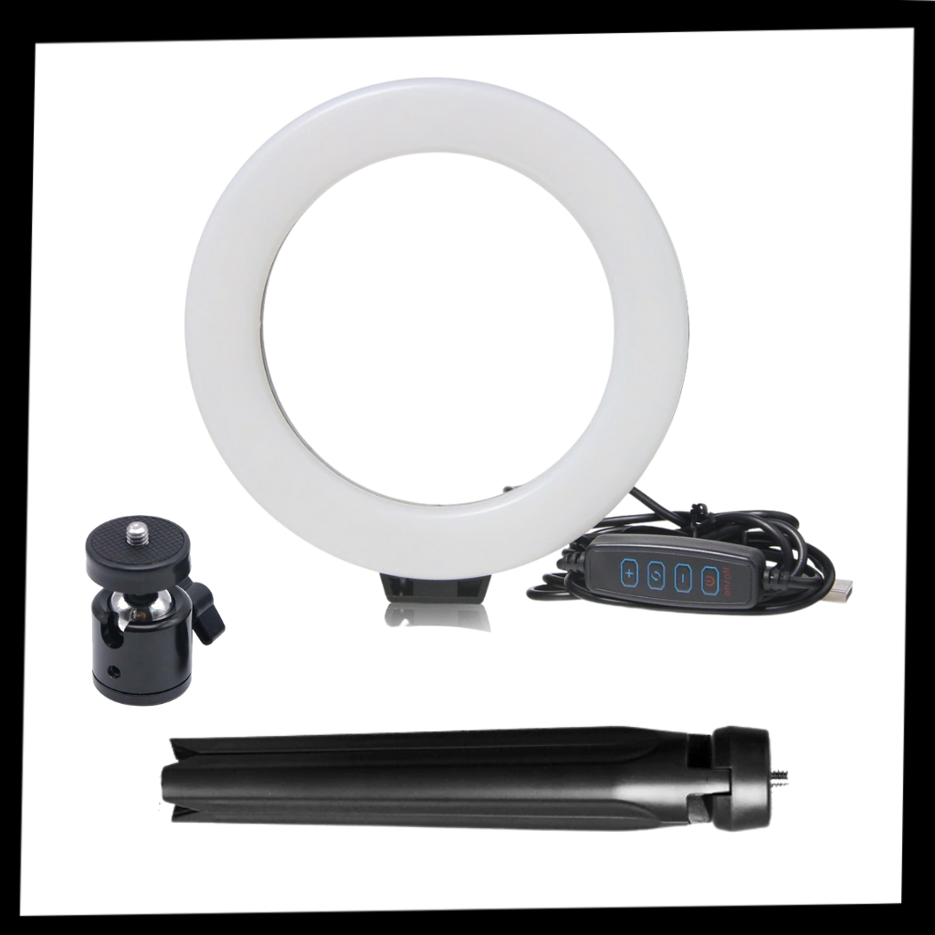 16 cm LED ringlys med stativ