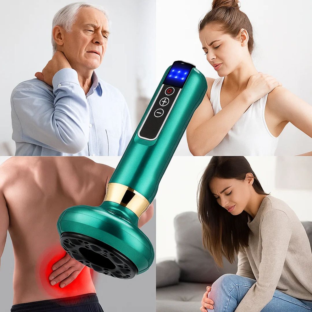 TheraPulse | Elektrisk cuppingmassasje – Vakuum Gua Sha, varmebehandling og justerbart sug for smertelindring og lymfatisk drenering Norvo