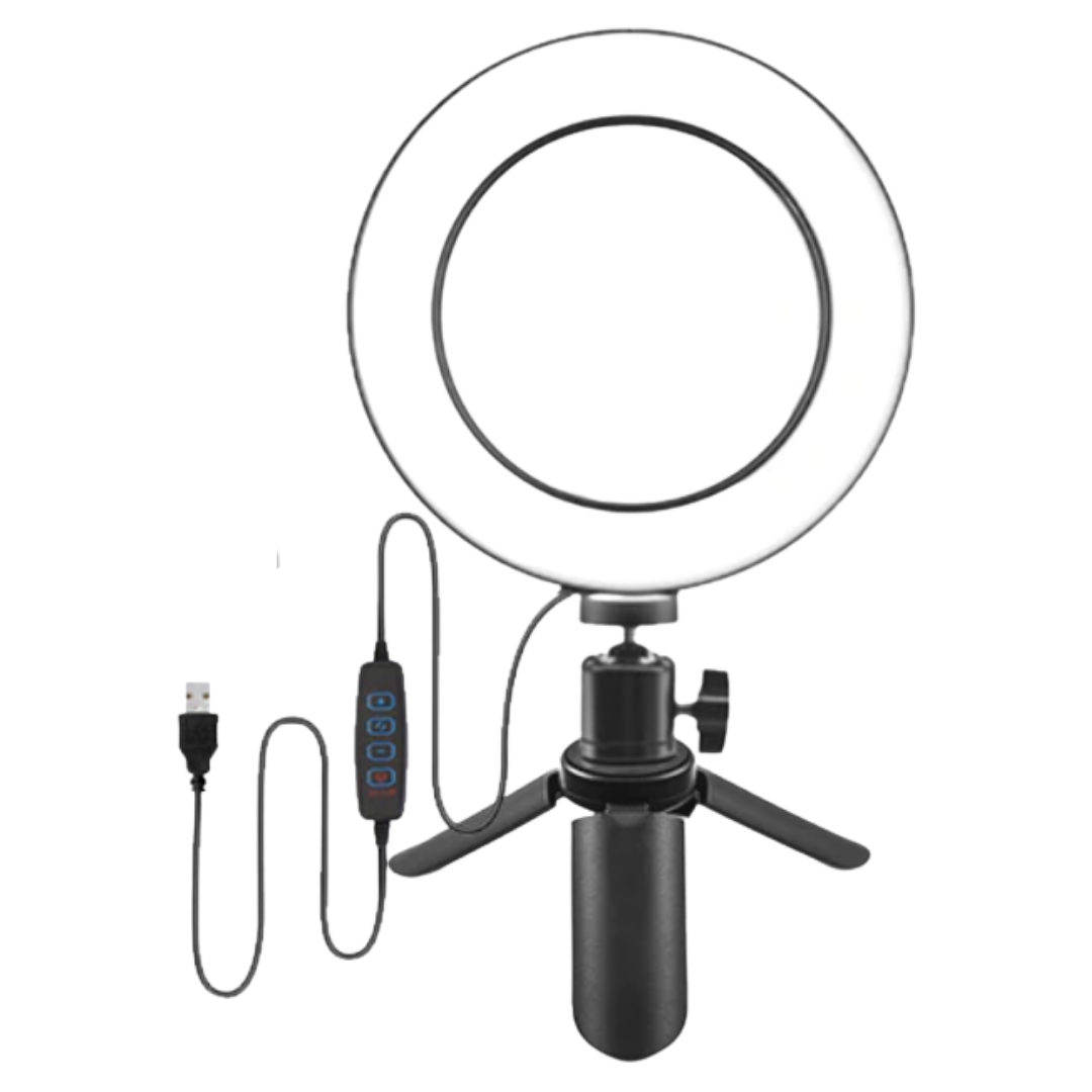 16 cm LED ringlys med stativ