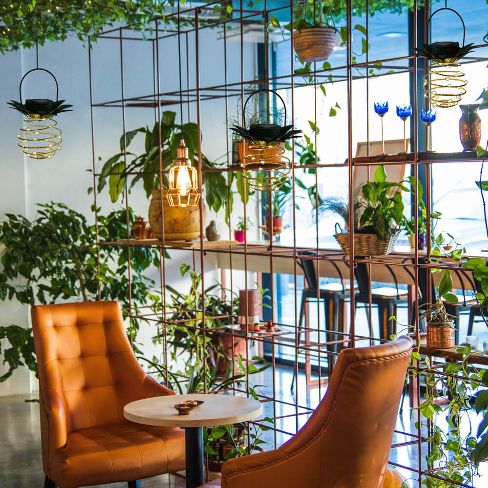 Norvo | Solar Pineapple Iron Lantern LED Kobbertråd Utendørs Vanntett Hage Dekorative Hengende Lys