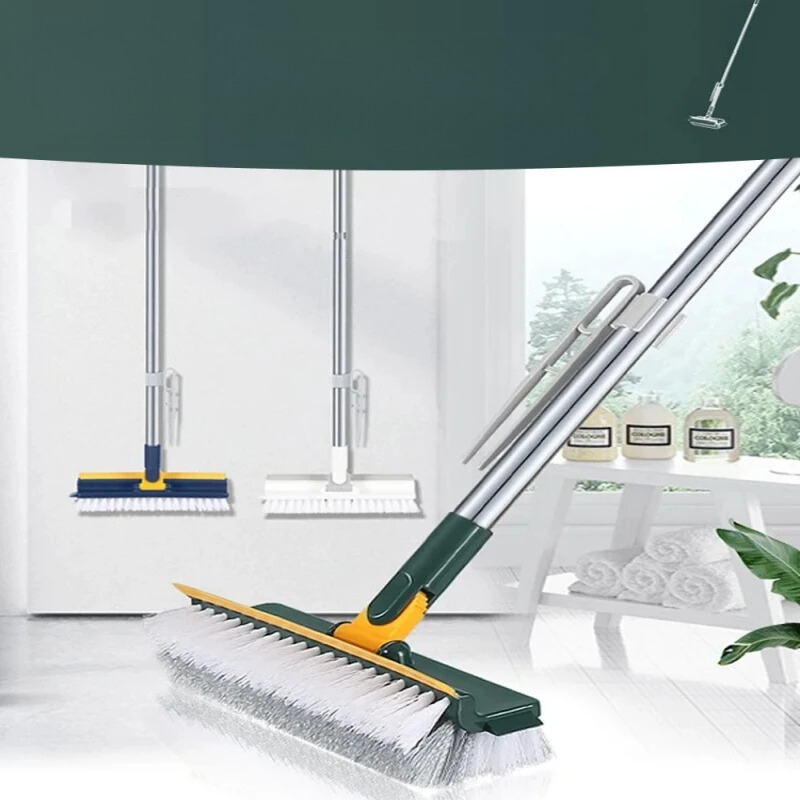 Norvo | Glazora DuoBrush Rengjøringsbørste | 2-i-1 for Gulv & Vinduer | Med Svingbart Hode & Teleskopisk Håndtak | Uanstrengt Renhold