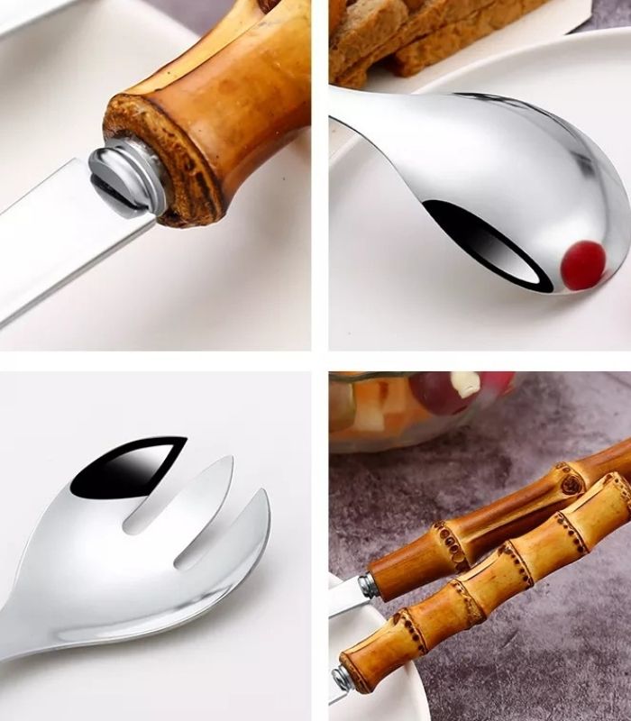 Norvo | Bambus Håndtak Salat Serverings Bestikk Kjøkken Utstyr