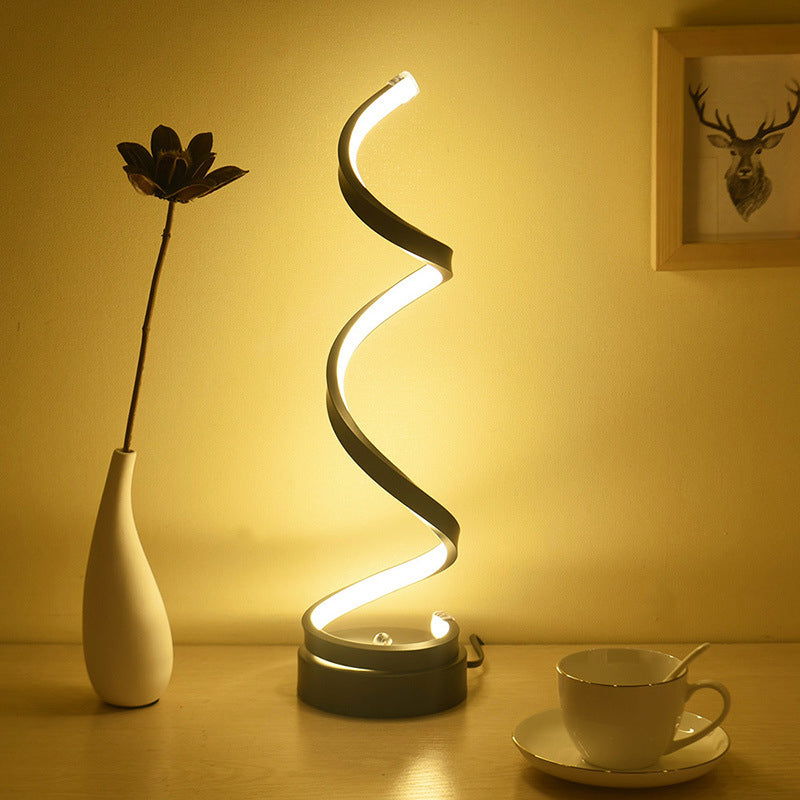 Norvo | Spiral Bånd Metall Bordlampe Enkelhet Svart/Hvit/Gull LED Arbeidsbelysning med Rund Bunn i Varm/Hvit Lys