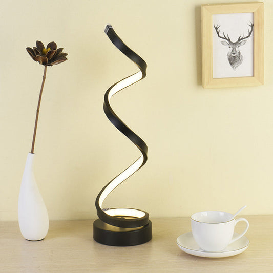 Norvo | Spiral Bånd Metall Bordlampe Enkelhet Svart/Hvit/Gull LED Arbeidsbelysning med Rund Bunn i Varm/Hvit Lys