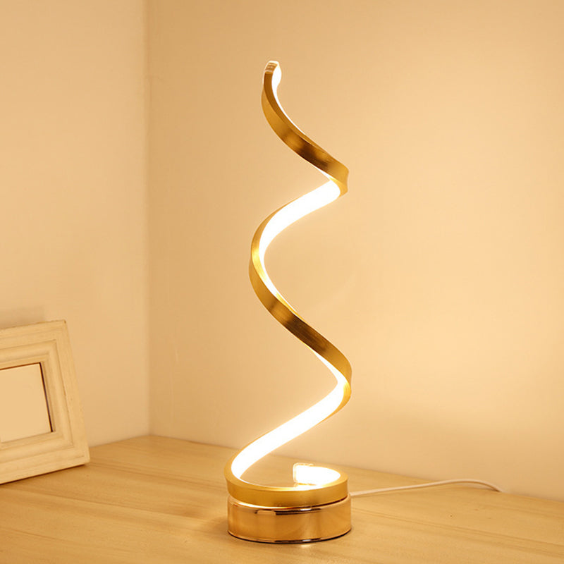 Norvo | Spiral Bånd Metall Bordlampe Enkelhet Svart/Hvit/Gull LED Arbeidsbelysning med Rund Bunn i Varm/Hvit Lys