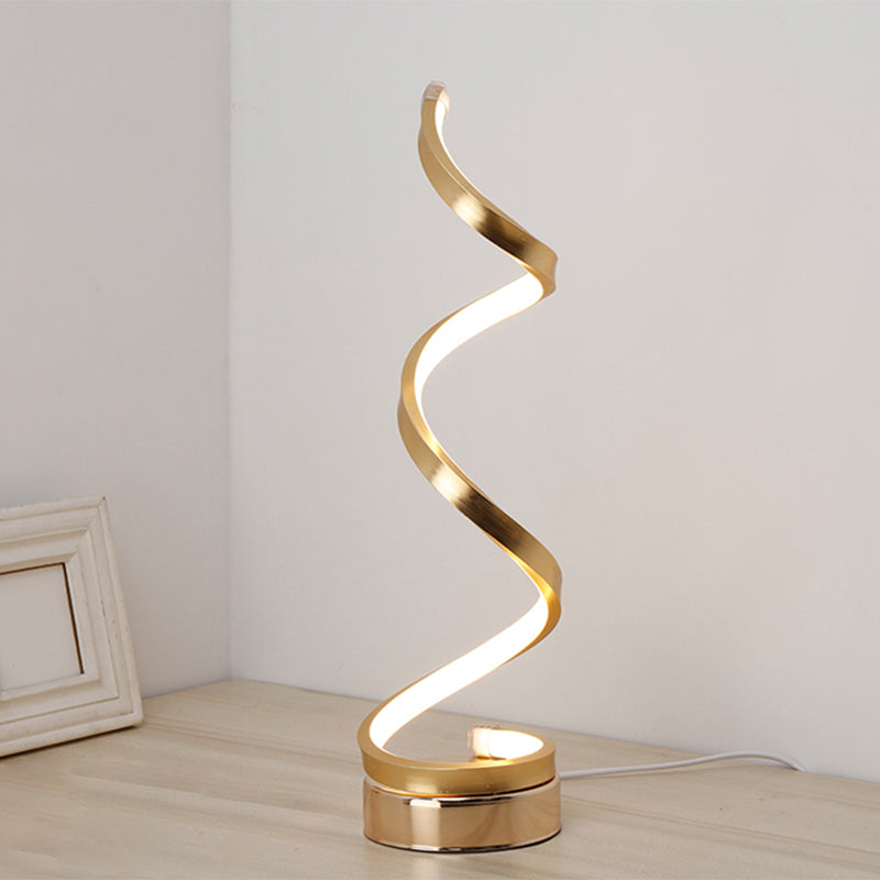 Norvo | Spiral Bånd Metall Bordlampe Enkelhet Svart/Hvit/Gull LED Arbeidsbelysning med Rund Bunn i Varm/Hvit Lys