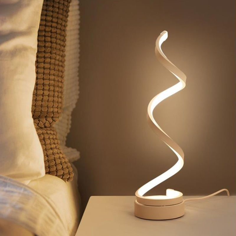 Norvo | Spiral Bånd Metall Bordlampe Enkelhet Svart/Hvit/Gull LED Arbeidsbelysning med Rund Bunn i Varm/Hvit Lys