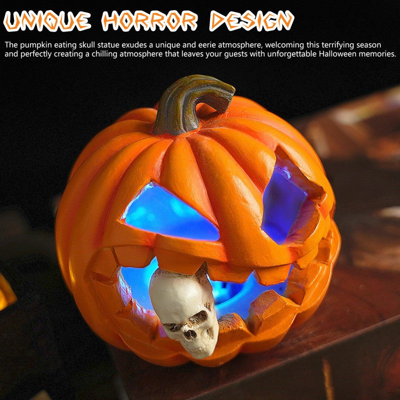 Norvo | Spooky Realistic Jack O'Lantern Halloween Dekorasjon | Hodeskalle Rekvisitt