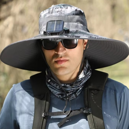 Norvo | Ultimat utendørs solhatt med oppladbar LED og bred brem