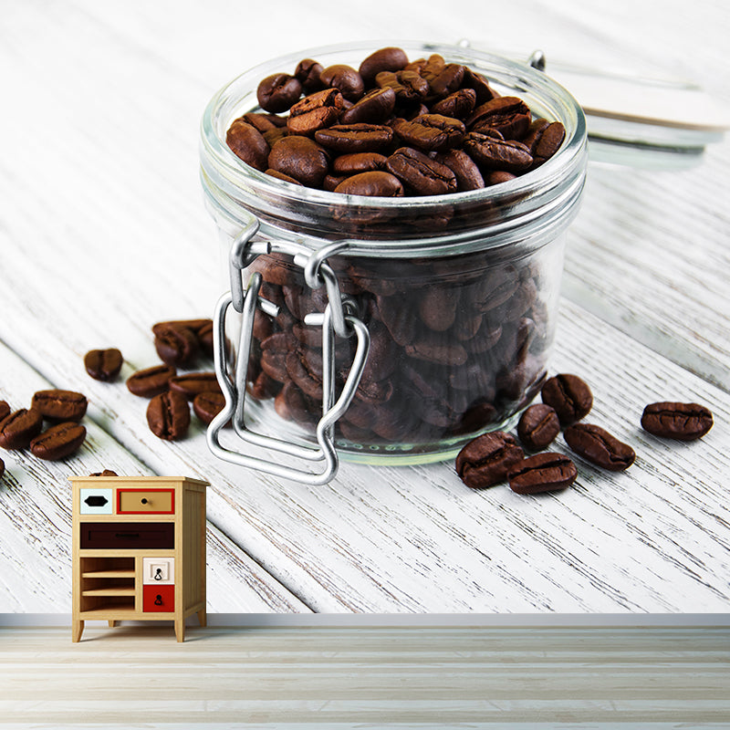 Norvo | Full-size fotografering moderne tapet med kaffebønner-grafikk i milde farger