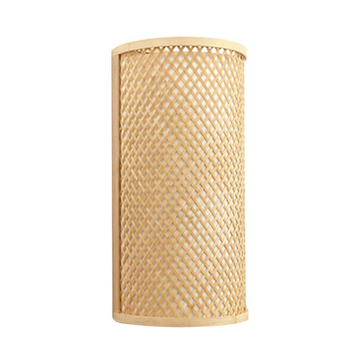 Norvo | Halvsylinder vegglampe for innfelt montering Minimalistisk bambus 1-hode gangvegglys i beige