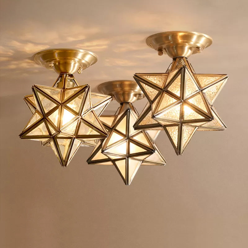 Norvo | StarLuxe Taklampe - Tradisjonell Messing Taklampe med Glass