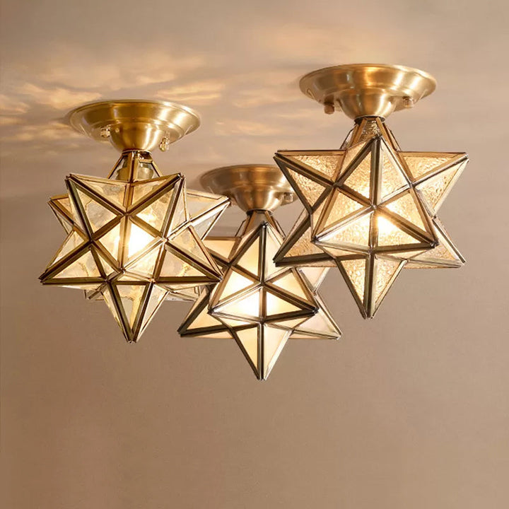 Norvo | StarLuxe Taklampe - Tradisjonell Messing Taklampe med Glass