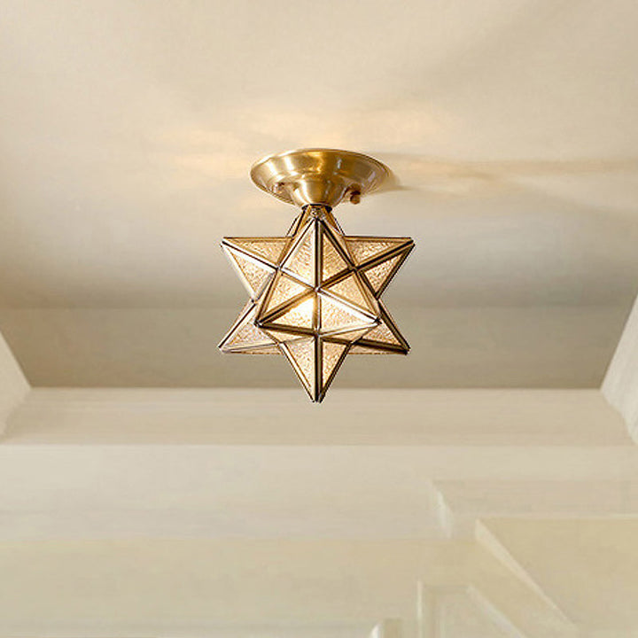 Norvo | StarLuxe Taklampe - Tradisjonell Messing Taklampe med Glass