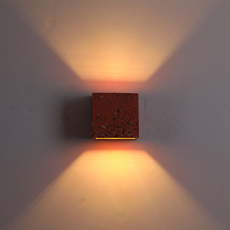 Norvo | Nordic Style Kubisk Opp Ned Vegglampe Terrazzo 1 Lampe Hotell Veggmontert Lys i Rød/Hvit/Blå