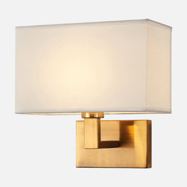Postmodern Cuboid Vegglampe Stoff 1-Lys Sengelampe Lesevegglys i Hvit/Beige/Brown med Svart/Gull Arm | Norvo