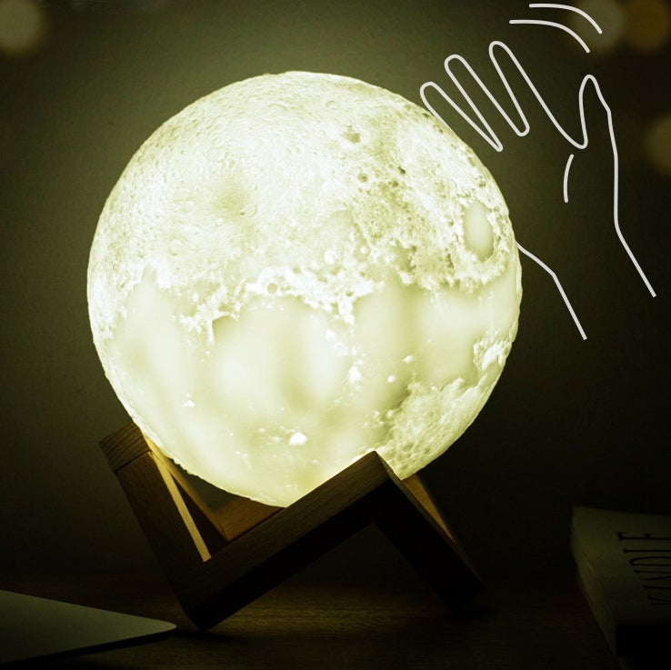 Norvo | Kreativ Mini Oppladbar 3D Utskrevet Måne 1-Lys LED Bordlampe