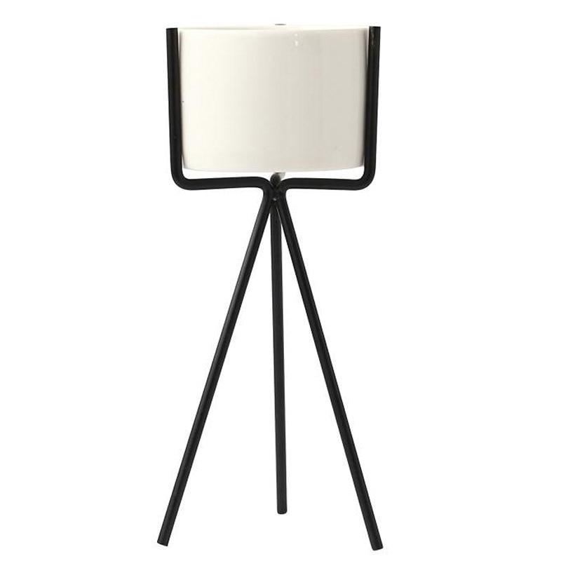 Norvo | Hvit keramisk potte med metallstativ