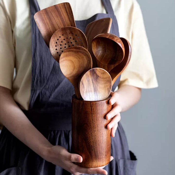 Teak Wood Bestikksett | Norvo