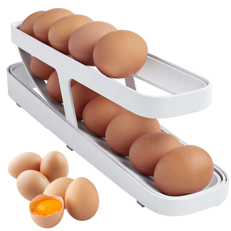 Norvo | Automatisk Rullende Egg Rack Holder Oppbevaringsboks