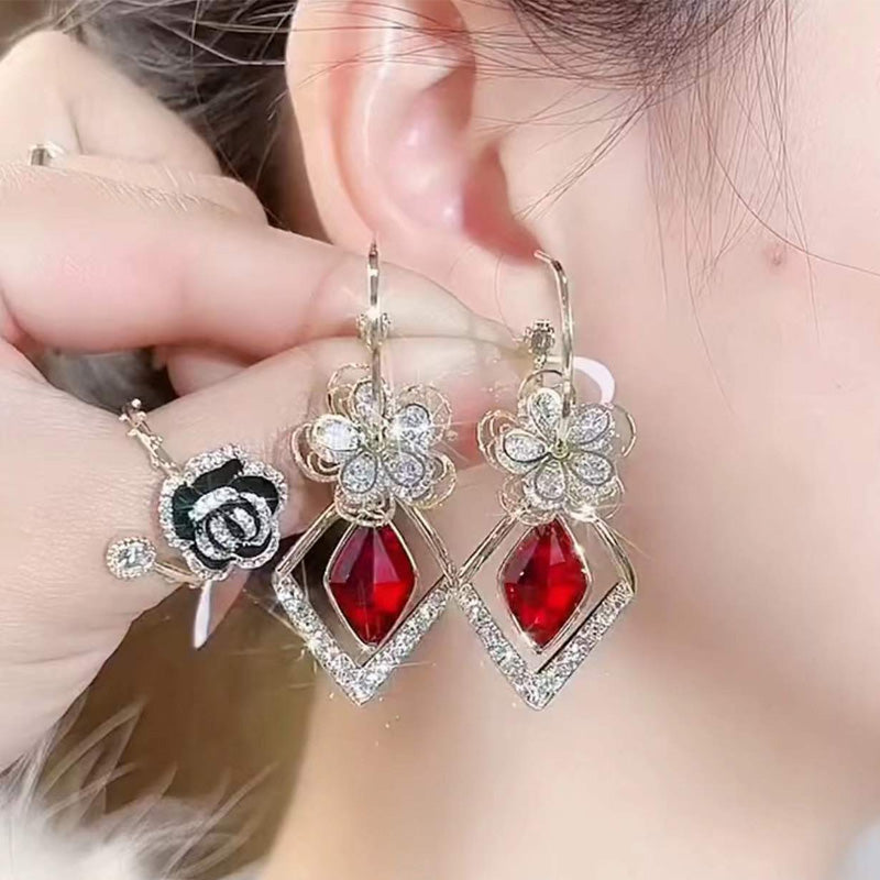 Norvo | Blomst Zircon Rhombic Safir Dangle Øredobber