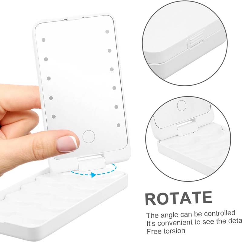 Norvo | Reise sminkebørstesett med LED-lysmirror