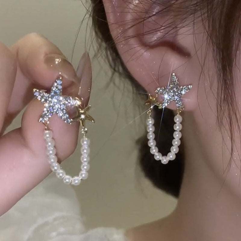 Norvo | Diamant sjøstjerne perleøredobber