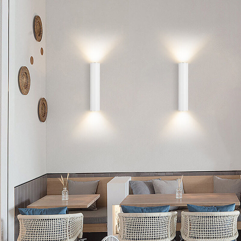 Garduru sylinderformet vegglampe i aluminium | 2 pærer | Moderne design | Innendørs og utendørs