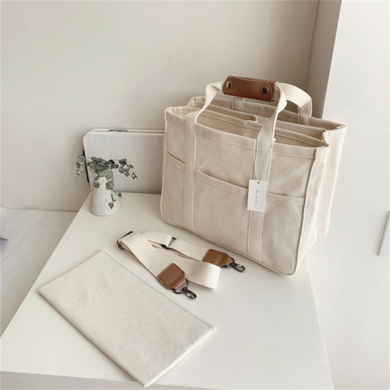 Norvo | Solid Color Canvas Shopper Bag