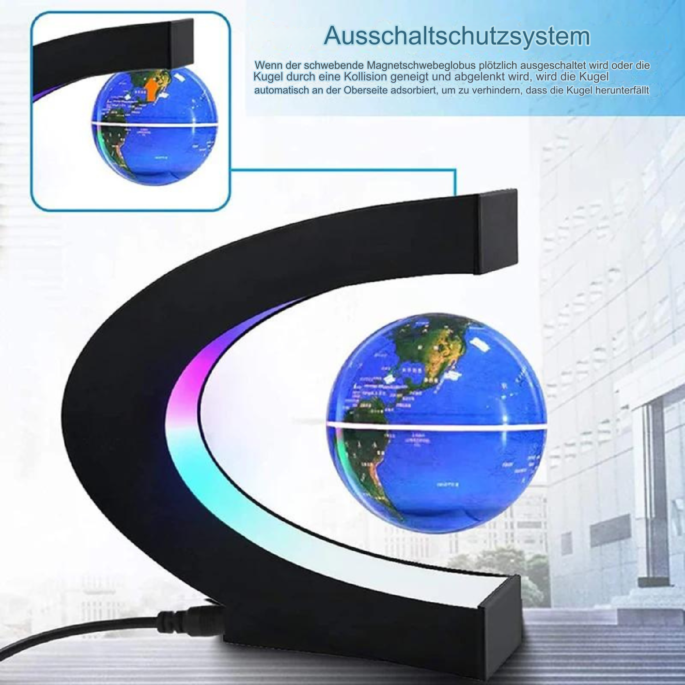 Norvo | AstroGlobe LED Verdens Globe – Flytende Globe Lampe med Magnetisk Oppheng