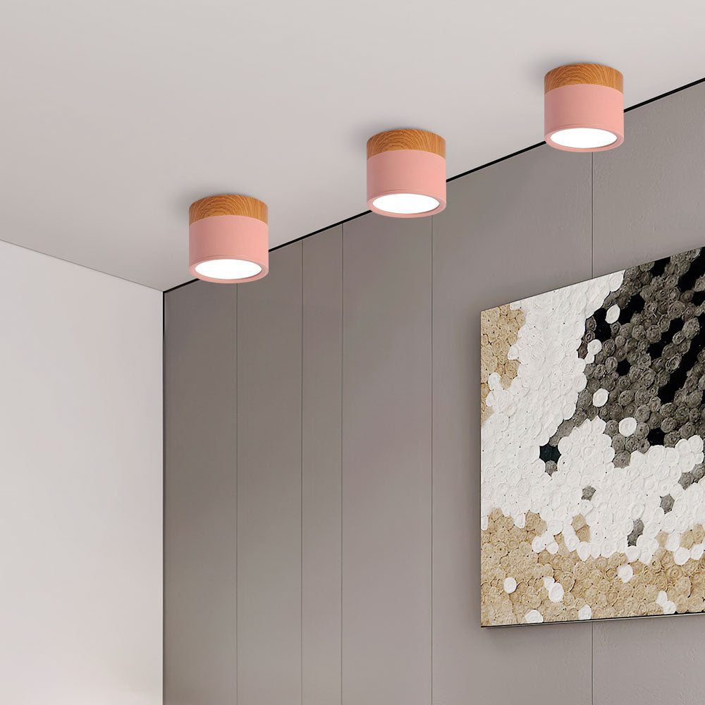 Norvo | Taklampe med rosa flush trefinish