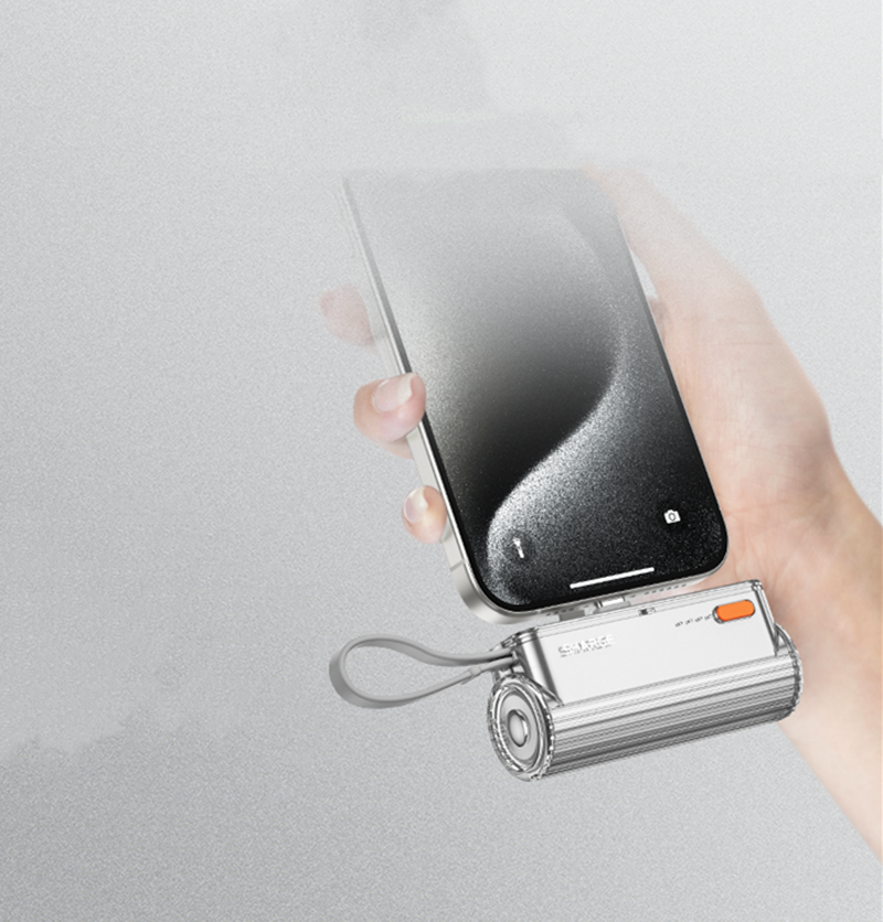 Norvo | 5000mAh Mini Kapsel Med Innebygd Kabel Power Bank
