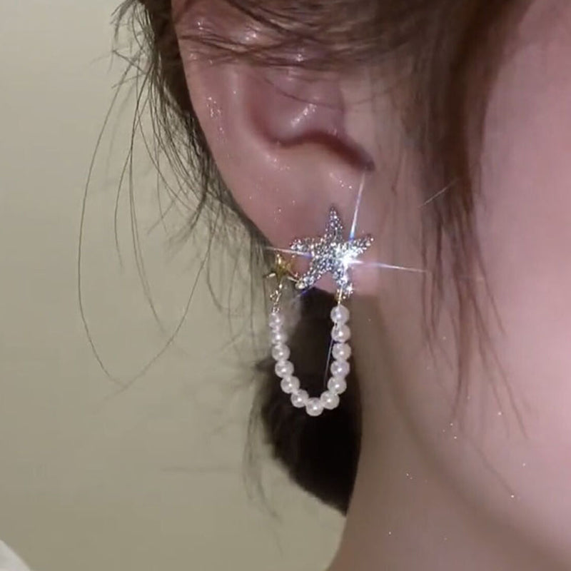 Norvo | Diamant sjøstjerne perleøredobber