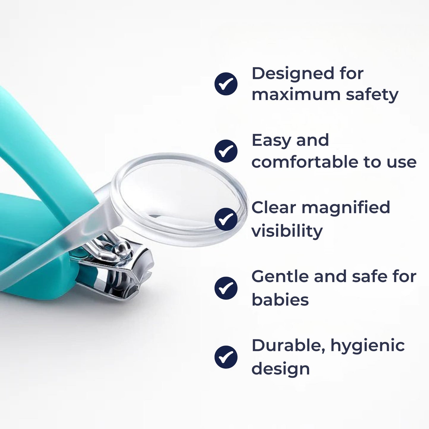 Innebygd forstørrelsesglass – Rustfrie stålpiper – Sikker grep for nyfødte og spedbarn Norvo