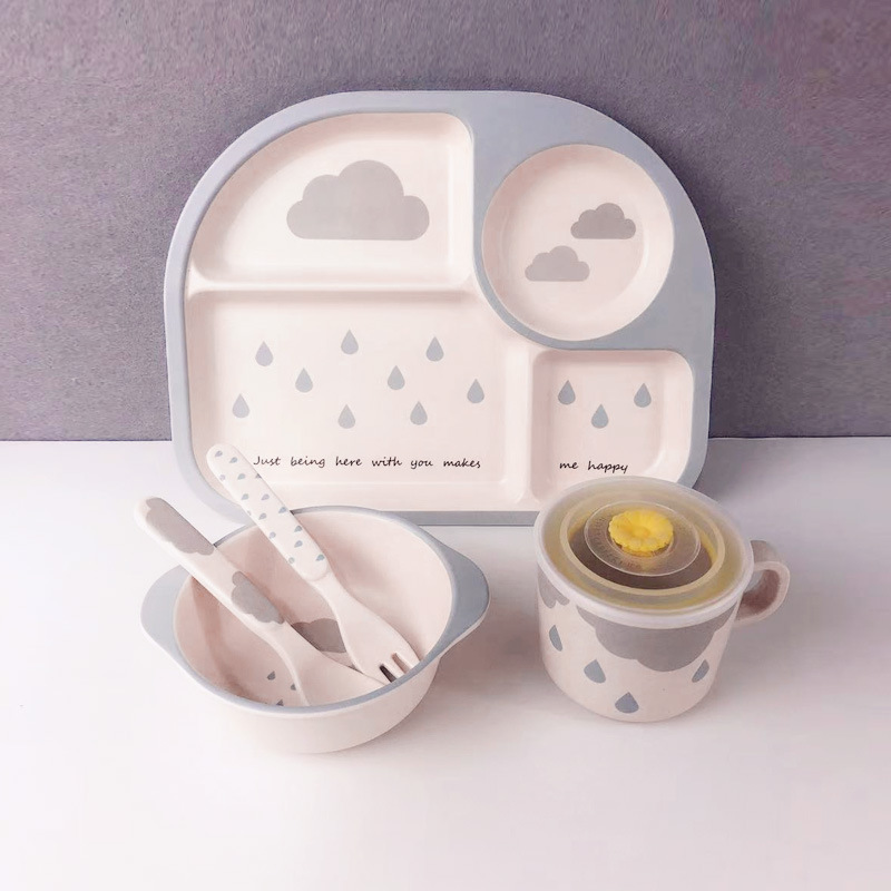 Norvo | Baby serviset med skydesign – tallerken, bolle, kopp & bestikk for barn