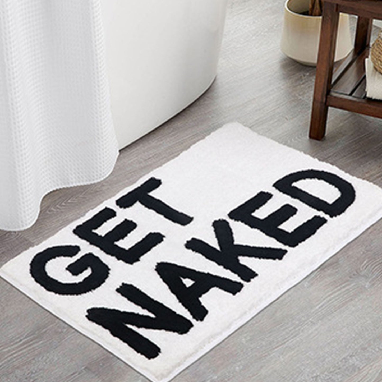 Norvo | Feblilac Get Naked White Floor Bathroom Mat, 50x80cm Bathroom Rug, Plush Water-Absorbent, Non-Slip Toilet Mat, Artificial Bathroom Mats, Best Bath Rugs