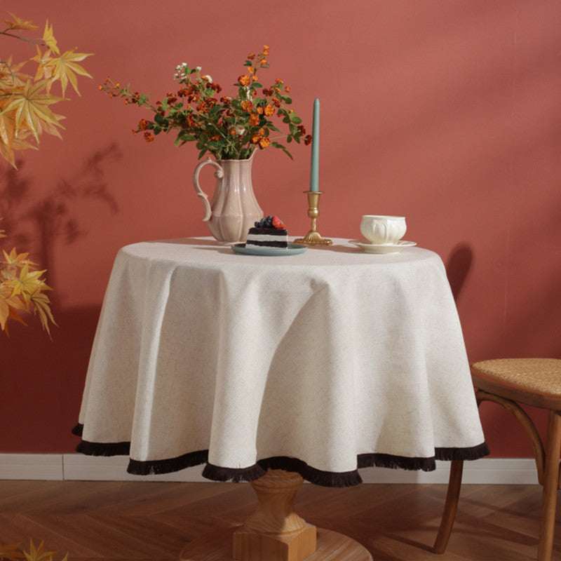 Norvo | Minimalistisk Lin Frynse Duken Naturlig Stil