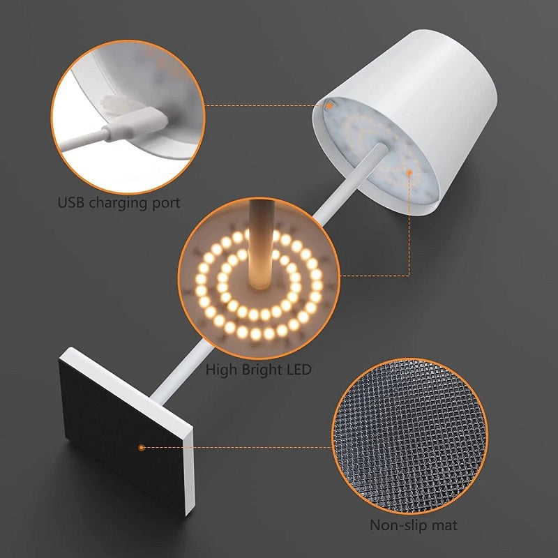 Moderne Oppladbar LED Trådløs Bordlampe | Norvo