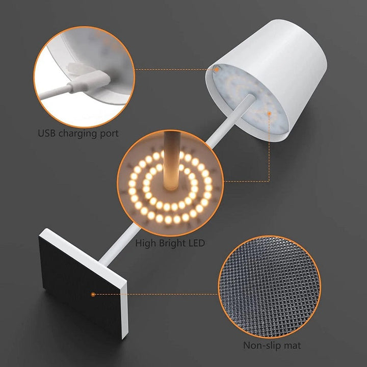 Moderne Oppladbar LED Trådløs Bordlampe | Norvo